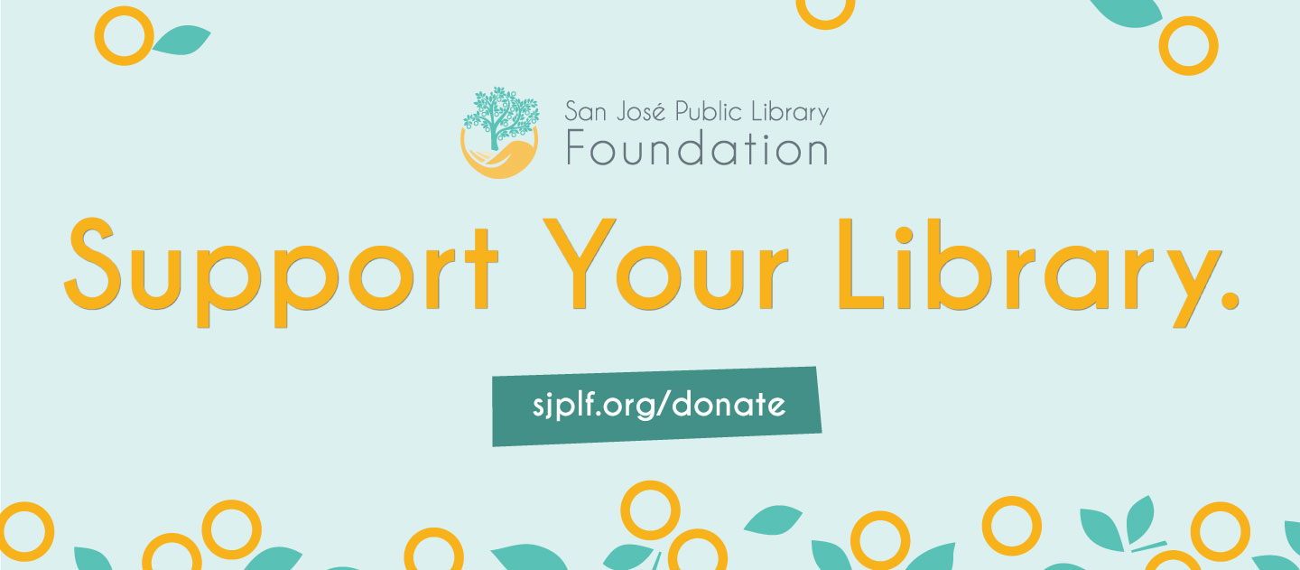 Support Your Library on a blue background. Click here to donate.